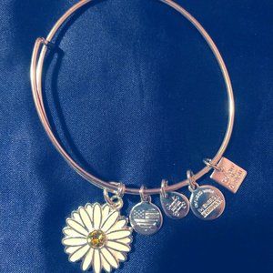 Alex and Ani Silver Daisy Bangle Bracelet